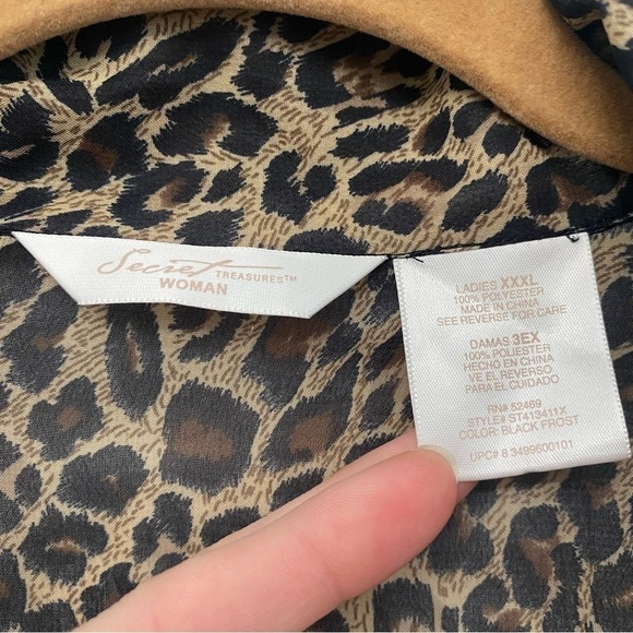 Secret Treasures Long Sleeve Cheetah Print Sleep Shirt XXXL - Picture 8 of 12